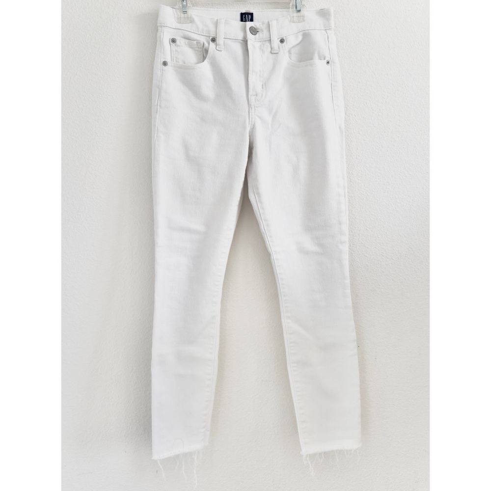GAP High Rise True Skinny Jeans with Washwell Raw Frayed Optic White - Picture 3 of 5